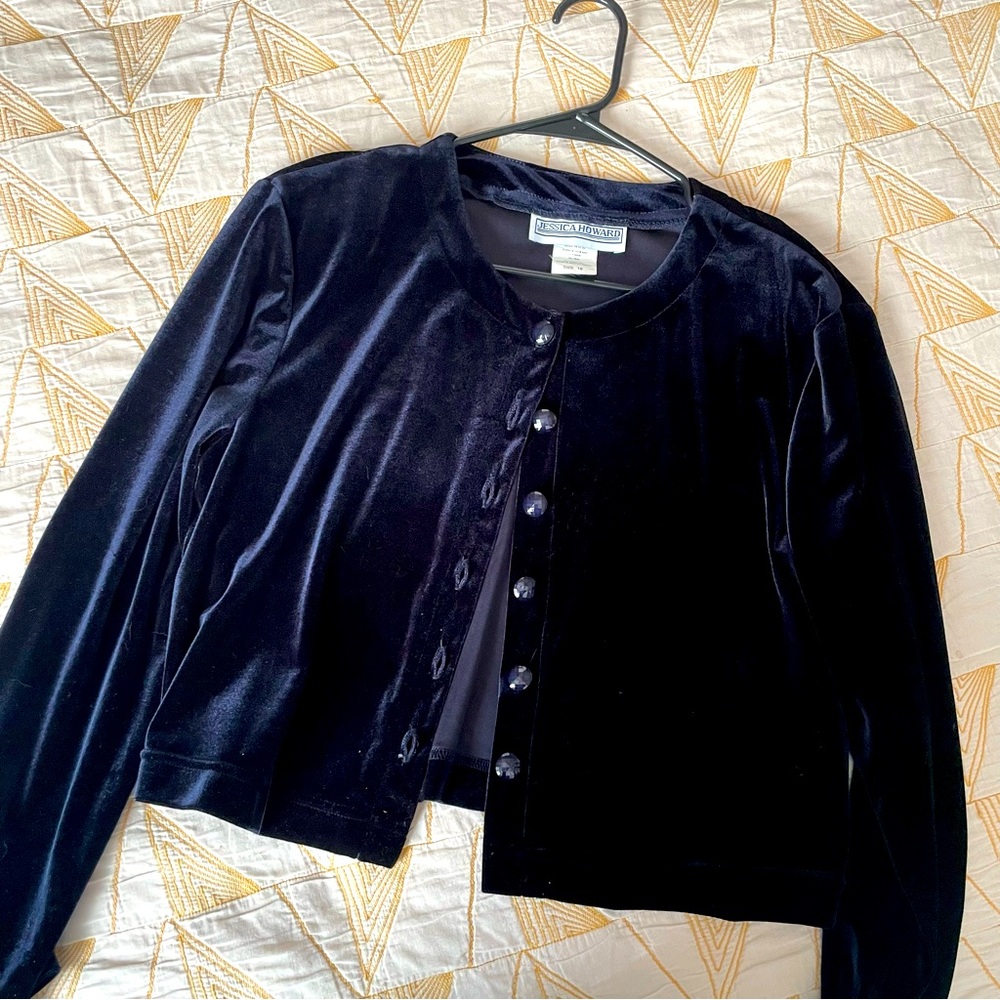 Vintage 90s/Y2K Jessica Howard Dark Purple Velvet Cardigan